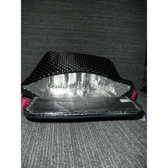 NEW (LOT X 2) INSULATED COOLER BAGS, STRAP, BLACK POLKA DOTS (8.5" X 5" X 6.5") - Picture 5 of 7